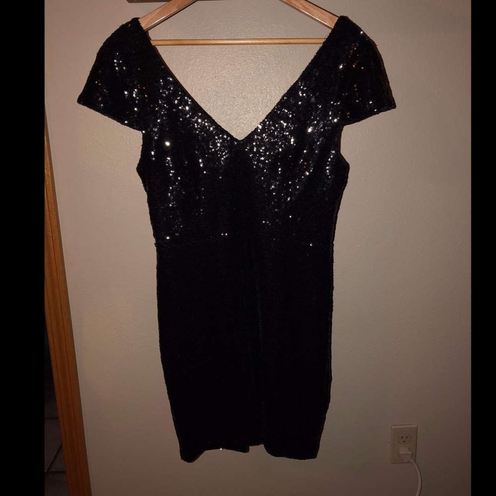 Black Sequin Cocktail Dress